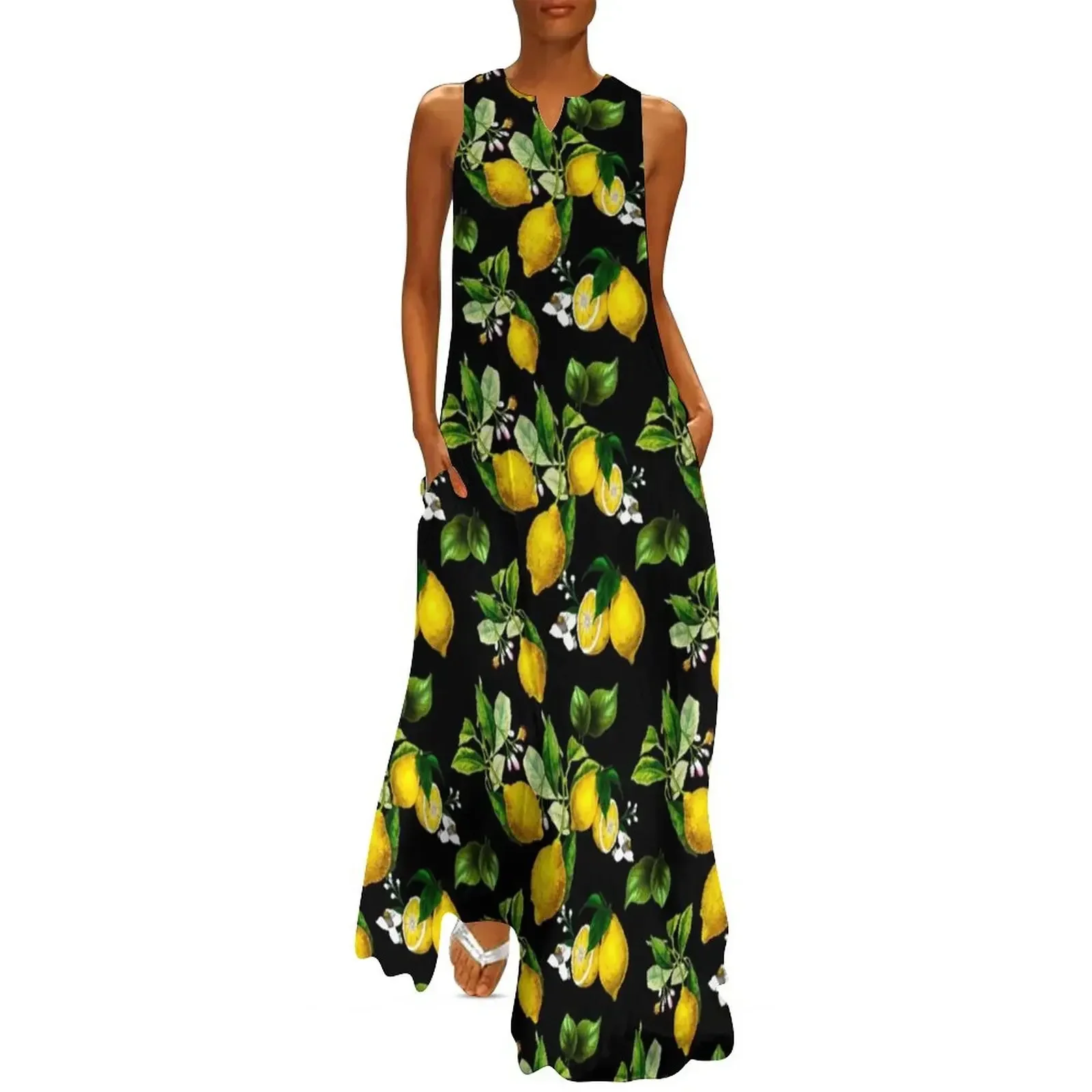 

Citrus,lemons,vintage art Long Dress dress women summer Casual dresses sexy dress summer korean women