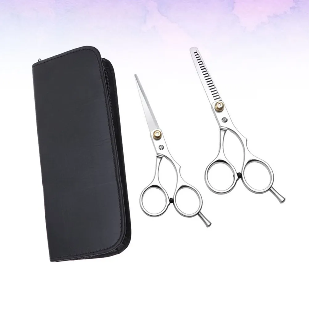

1Set Hairdressing Scissors Set Stainless Steel Flat Scissor Teeth Scissor Black Storage Bag Hair Styling Tools Barber