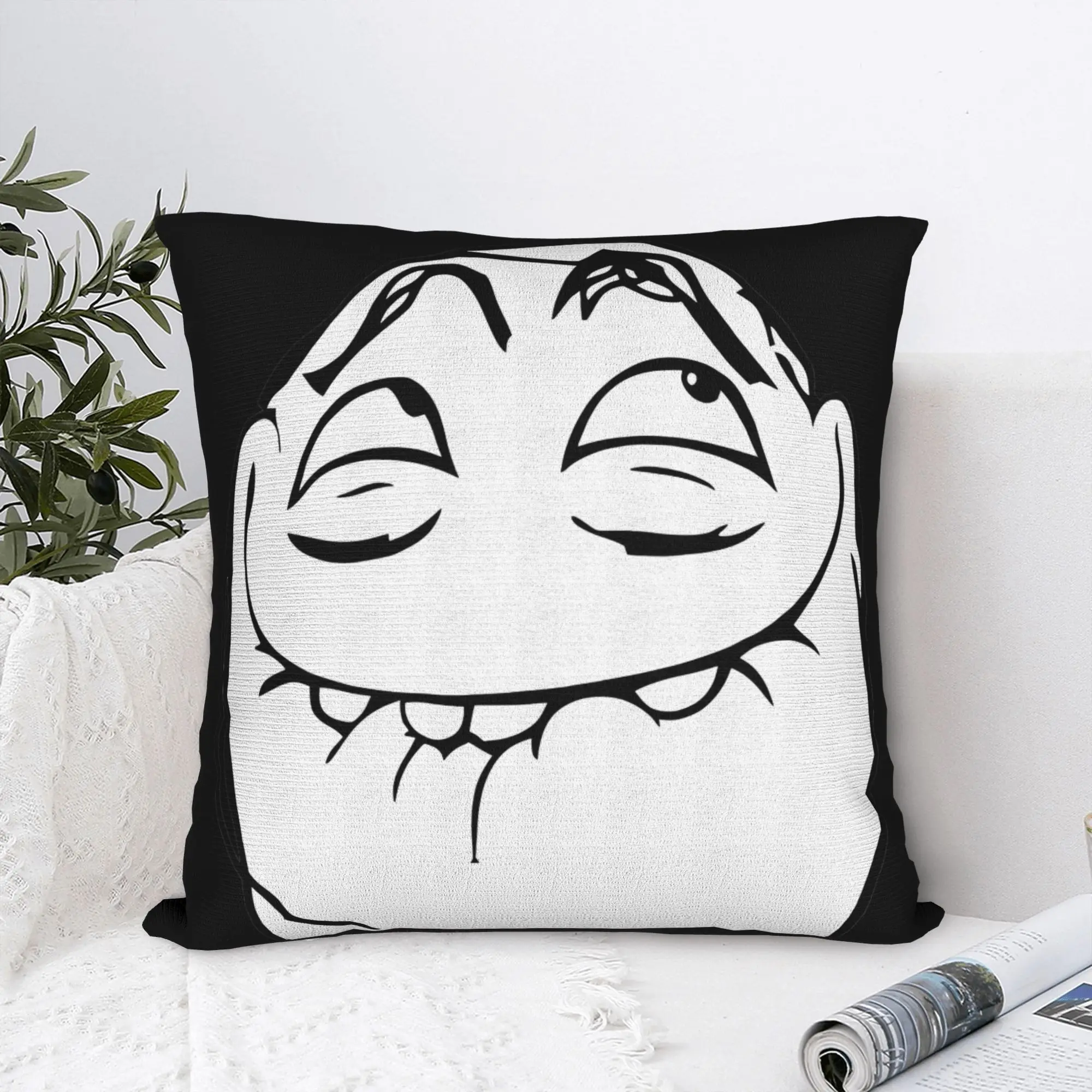 Crazy troll Face Trollface Square Pillow Case Rage Comic Funny Cushion Covers Novelty Decorative Pillowcase for Car 40*40cm