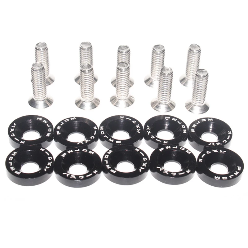 10pcs M6 JDM Car Modified Hex Fasteners Fender Washer Bumper Engine Concave Screws Car-styling