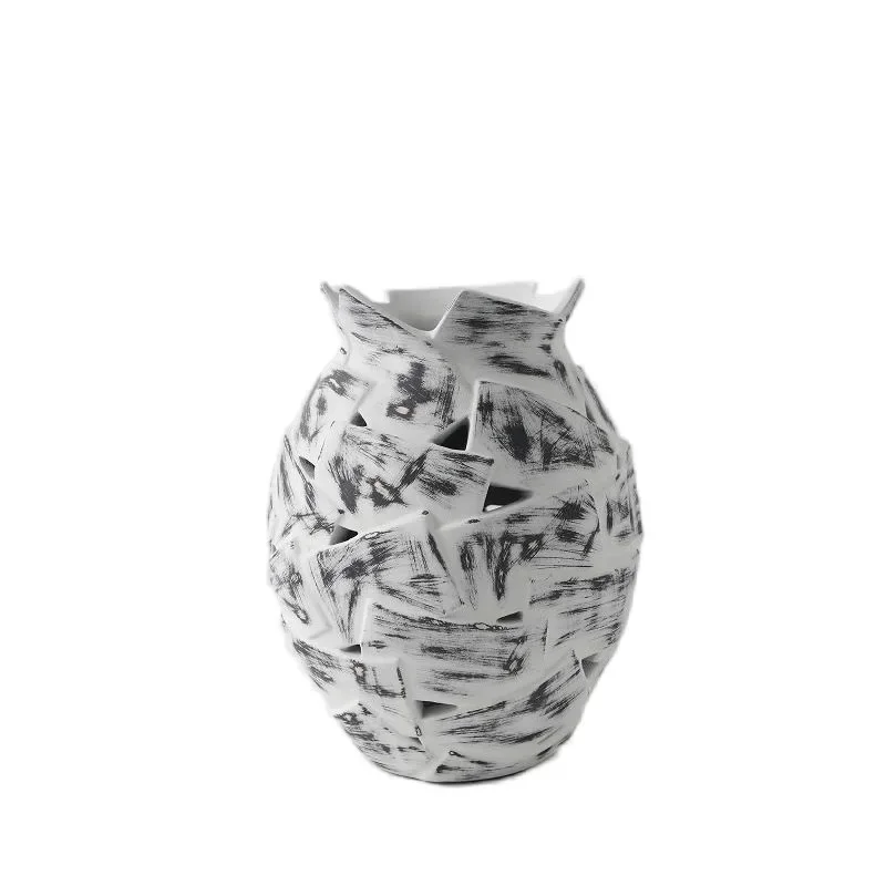 

Wabi Sandy Wind Hand-painted Ceramic Vase Ornament Living Room Premium Flower Sensor Ornament