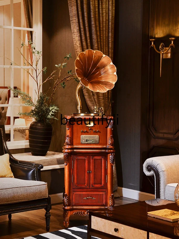 Gramophone retro antique vinyl record player 62X vintage record player European living room stereo