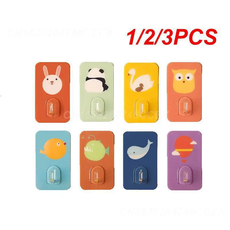 1/2/3PCS Cute Versatile Use Creative Design Strong Adhesive Wall Hooks Creative Bathroom Accessories Popular Waterproof Adhesive