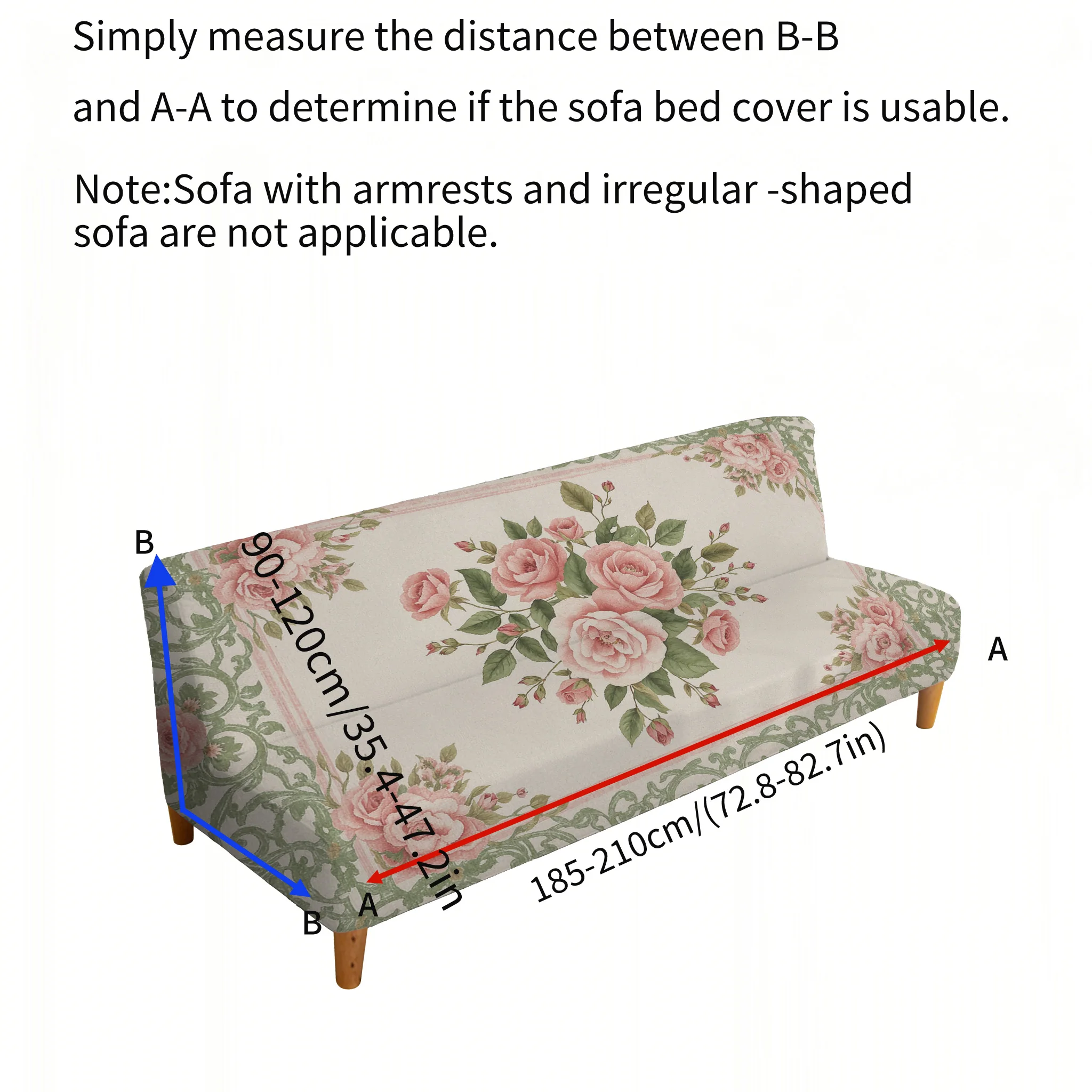 French retro pink rose sofa bedspread, elastic sleeveless sofa cover, dustproof and non-slip furniture protective cover