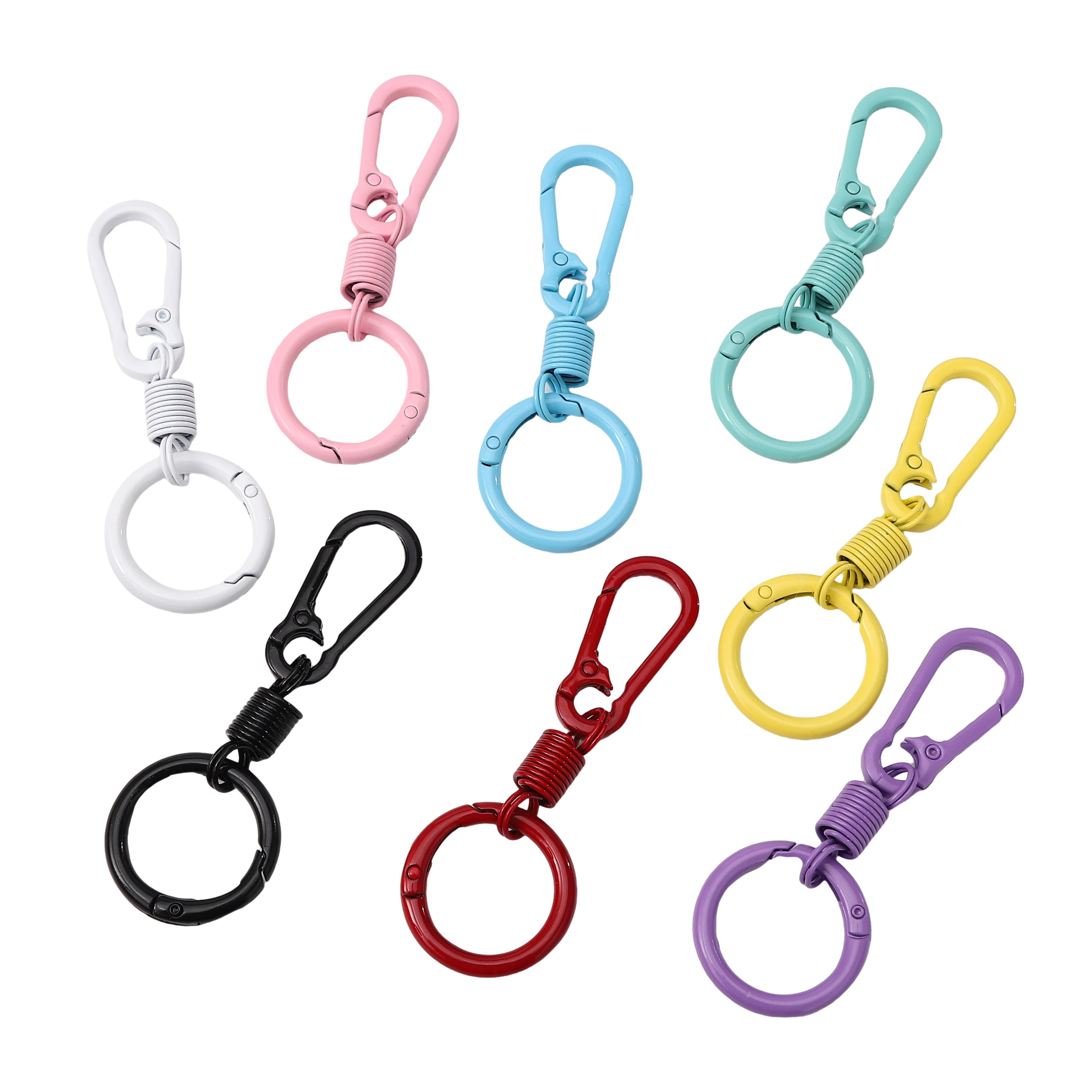 2Pcs Alloy Keychains Carabiner Spring Snap Hooks With Key Rings Travel Water Bottle Bag Anti-theft DIY Charms Pendants Supplies