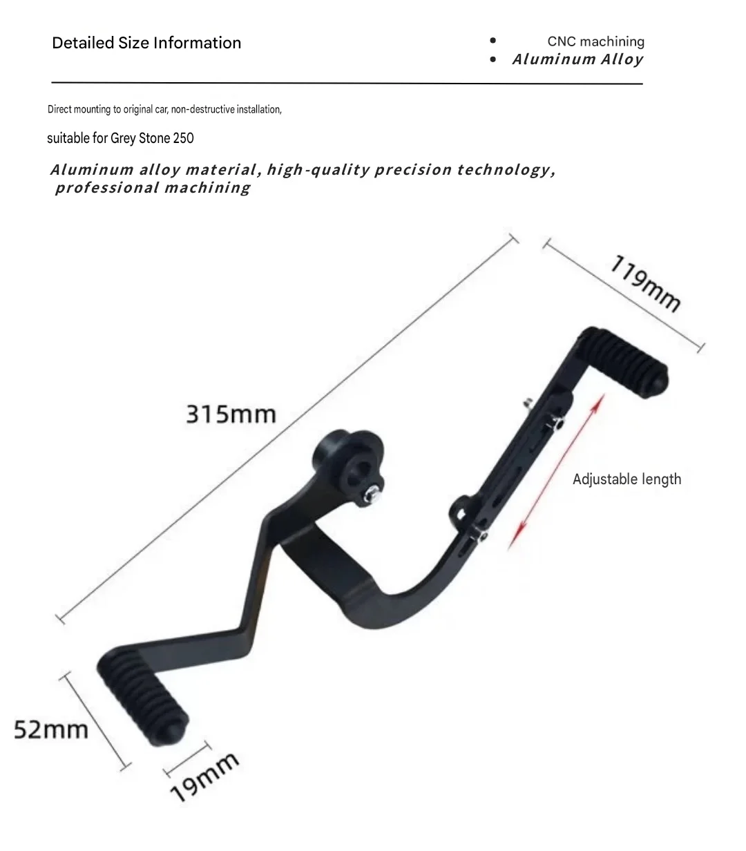 FORModified Aluminum Heel-To-Toe Shift Lever for Benda Rock 250/300 Bidirectional Foot Control Motorcycle Accessory