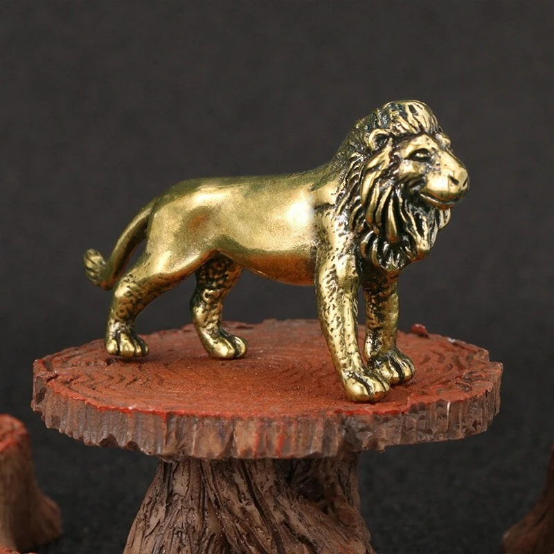 

Винтажная латунная статуя льва, животный зверь, настольная фигурка, миниатюрный декор