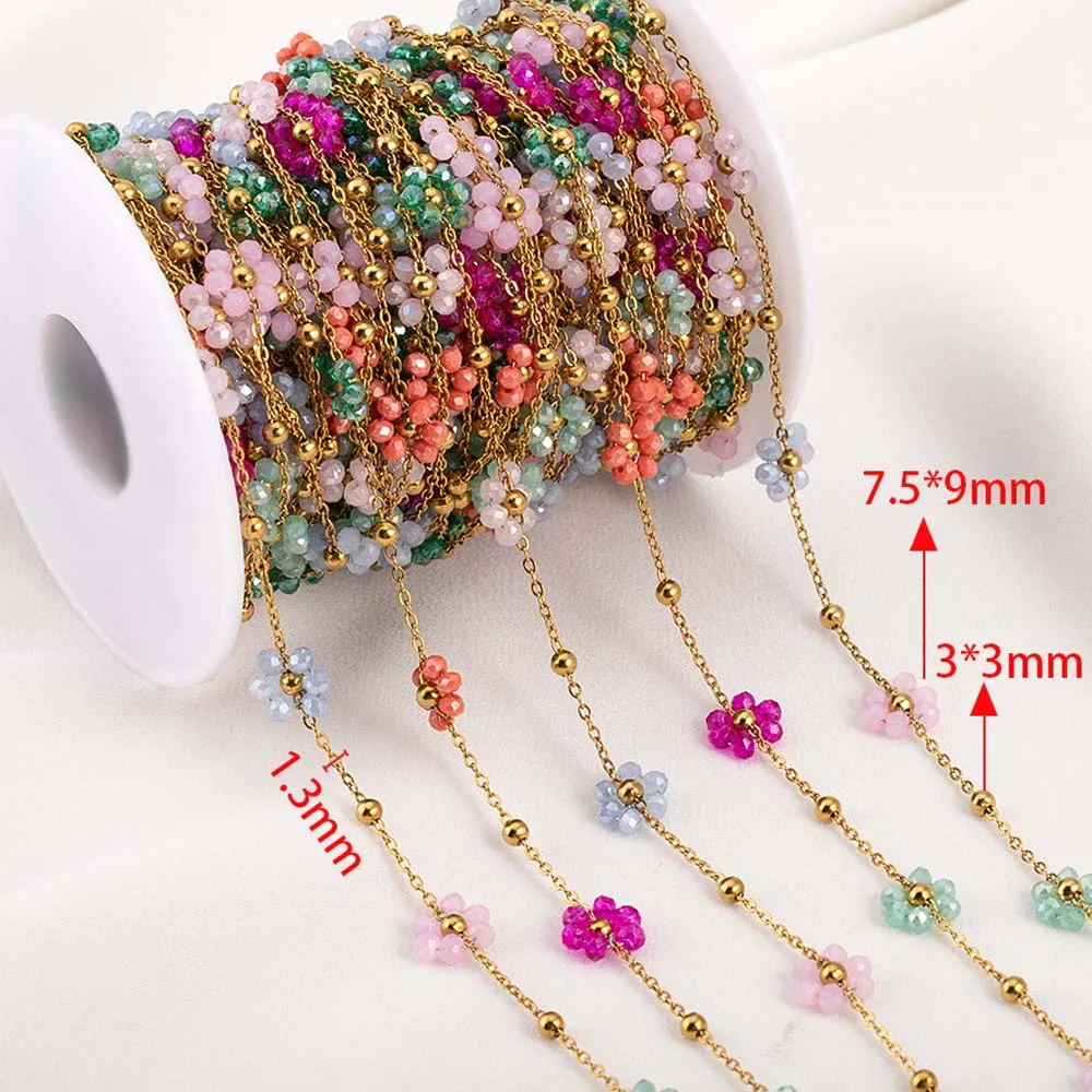 1 Meters Stainless Steel Chain Jewelry Making Golden Chain Sun Flower Beads Chain DIY Jewelery Handmade Materials Making Crafts