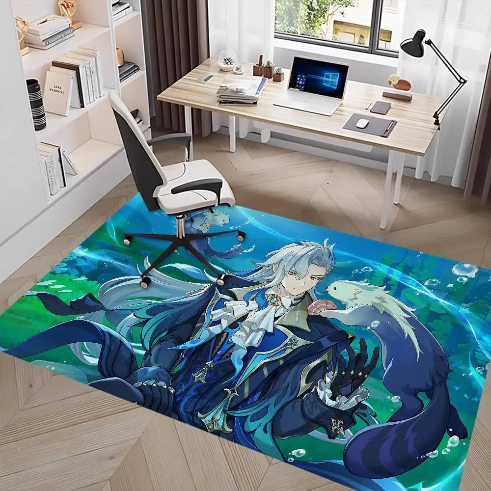 Genshin Impact Neuvillette Hallway Carpet Washable Non-Slip Living Room Sofa Chairs Area Mat Kitchen Doormat Area Rug