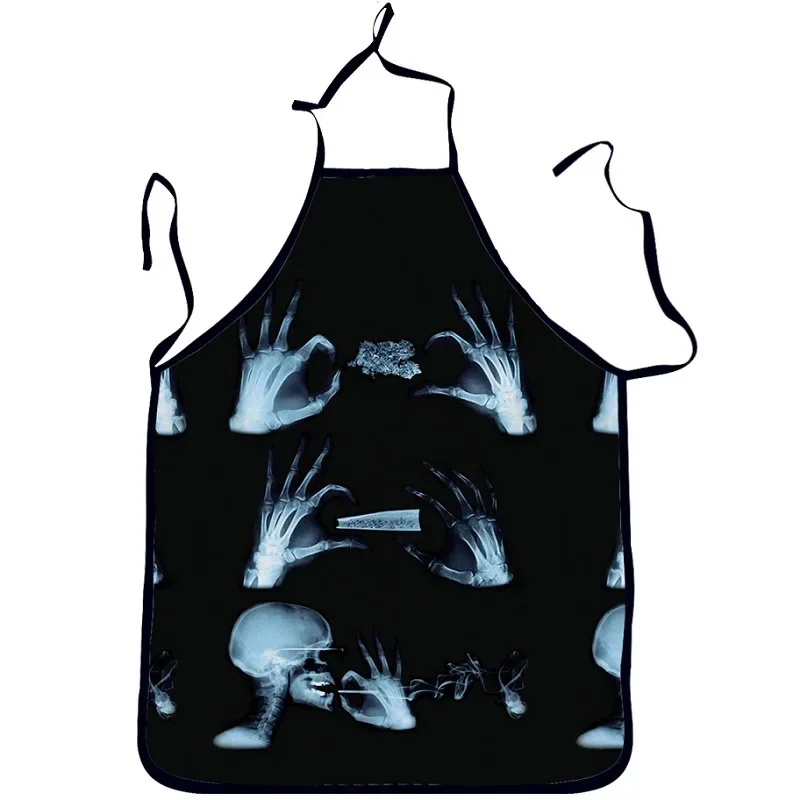 Halloween Aprons Skull Printing Adult Kitchen Apron Dinner Party Cooking  Tablier Cuisine Children Apron Kitchen Apron