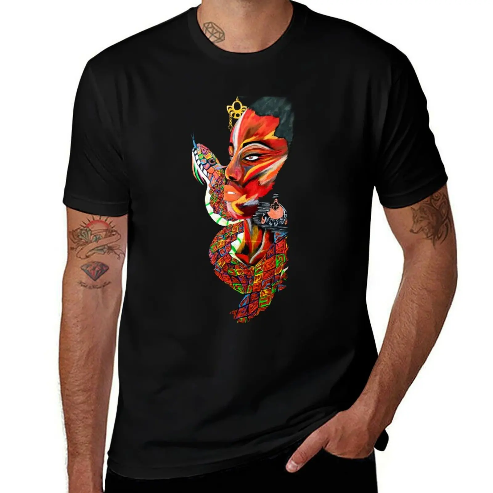 

Mawu - Mythological Deity with a Rainbow Serpent T-Shirt t shirts designer man t shirt cotton high quality T-Shirt