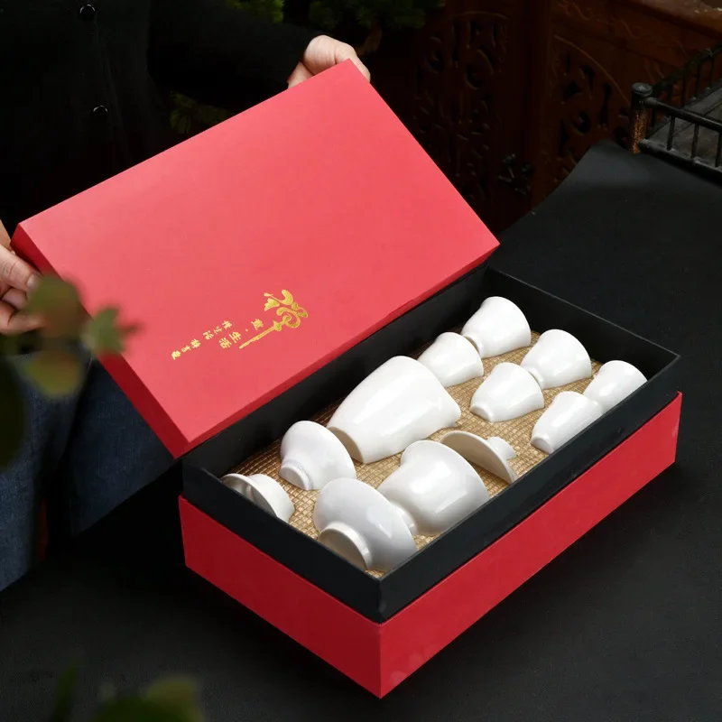 White Porcelain Tea Set Manufacturer Wholesale Holiday Gifts Mutton Fat Jade Kung Fu Tea Set Business Casual Gift White Luxury
