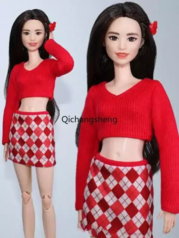 Limited 1/6 Doll Outfits White Purple Knitted Sweater Shirt Skirt for Barbie Dress for Barbie Doll Clothes Accessories Toy 11.5\