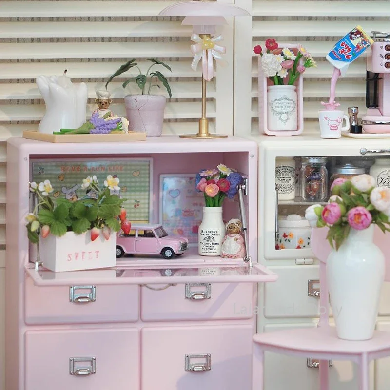 1/6 Dollhouse Simulated Plastic Combination Sideboard/storage Cabinet Miniature Items Kitchen Furniture Decoration Accessories