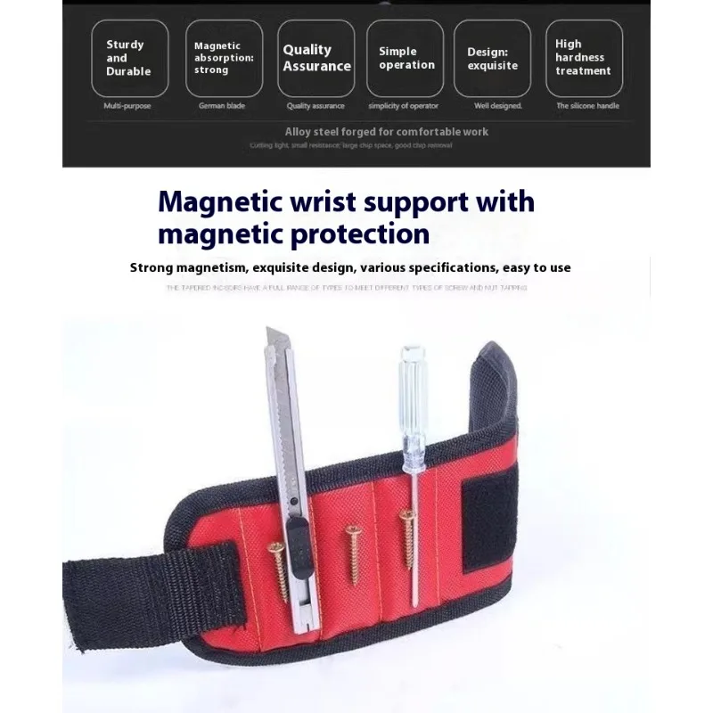 Starker magnetischer Armband-Werkzeughalter für Elektriker, Zimmermann, Nägel, Schrauben, Aufbewahrung, mehrere Taschen, Arbeit, Handgelenkschlaufe, Organizer, Neu