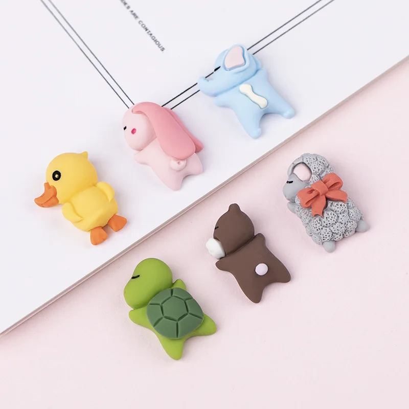 10pcs New Resin Accessories Cartoon Lying Animals Diy Scrapbook Crafts Mobile Phone Case Patch Water Cup Sticker Car Decoration