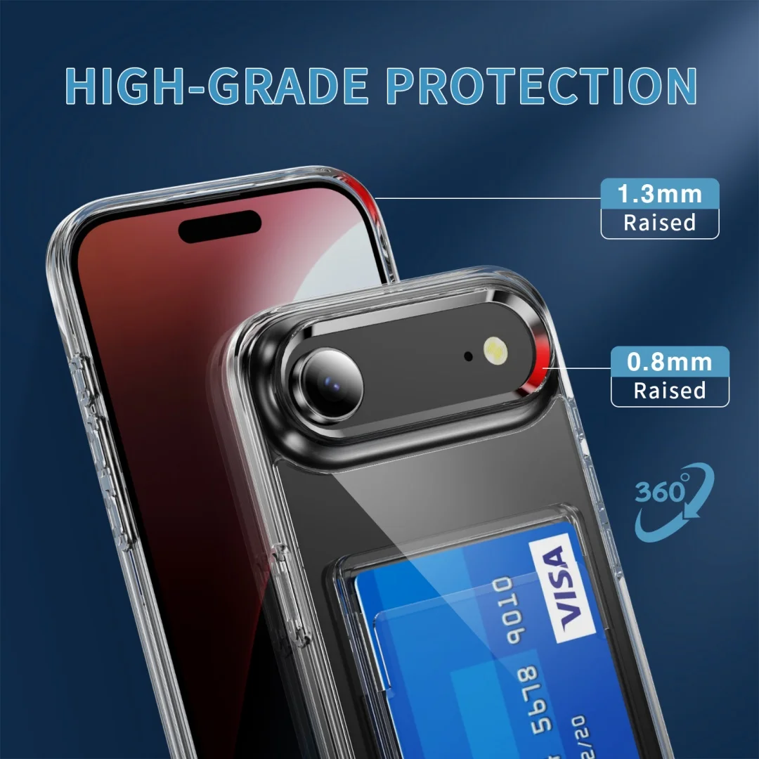 Luxury Clear Card Slot Holder Wallet Case For iPhone 17 Air 16 E 14 15 Plus 12 11 13 Pro XS Max XR Shockproof Acrylic Hard Cover view 5