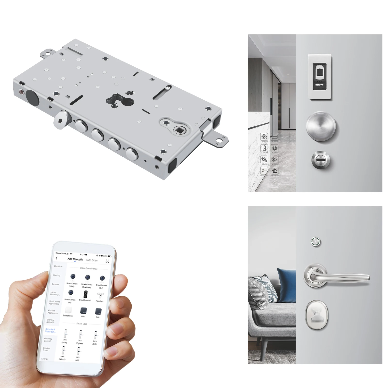 New 2024 Smart Door Lock Electronic Door Lock Mortise With Blue Tooth Mobile App And All