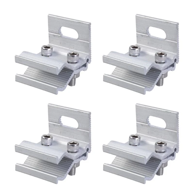 J2HB 4pcs Solar Panel Fastening Clip Aluminum Photovoltaic Mounting Brackets set Perfect for Rooftops & Ground Applications