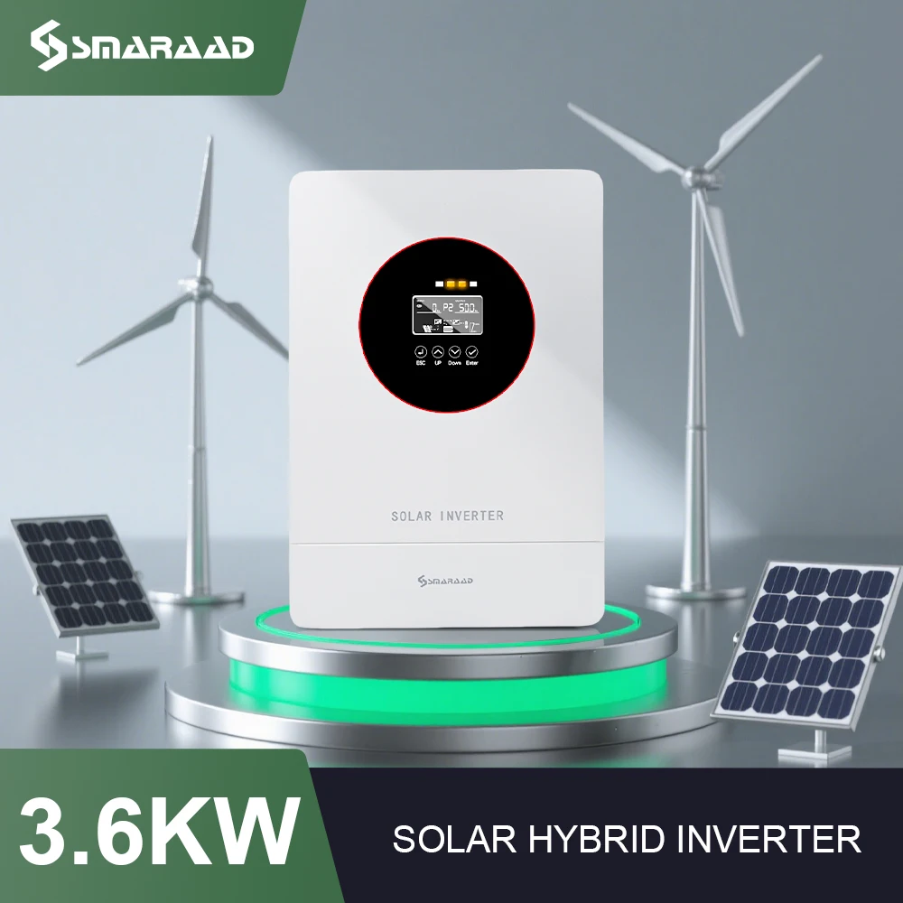 

SMARAAD Hybrid Solar Inverter 3.6KW MPPT Pure Sine Inverter 24V 220Vac Off Grid Tie 100A Solar Power Charger with Wifi PV 500VDC