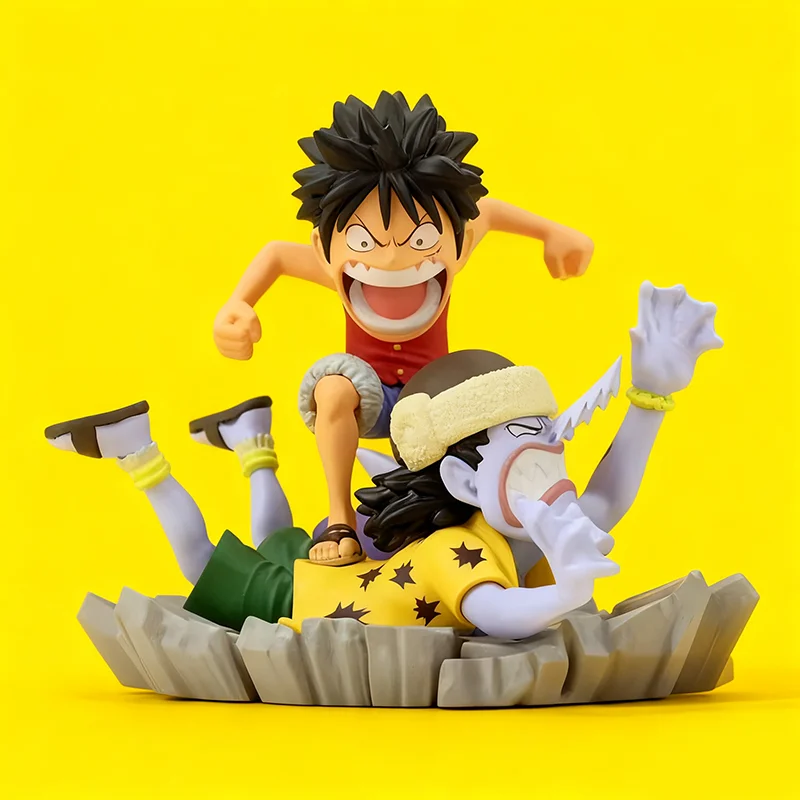 Bandai Original Banpresto One Piece WCF Luffy VS Arlong figuras de acción en Stock estatua de Anime modelo muñecas juguetes para niños regalo de Festival