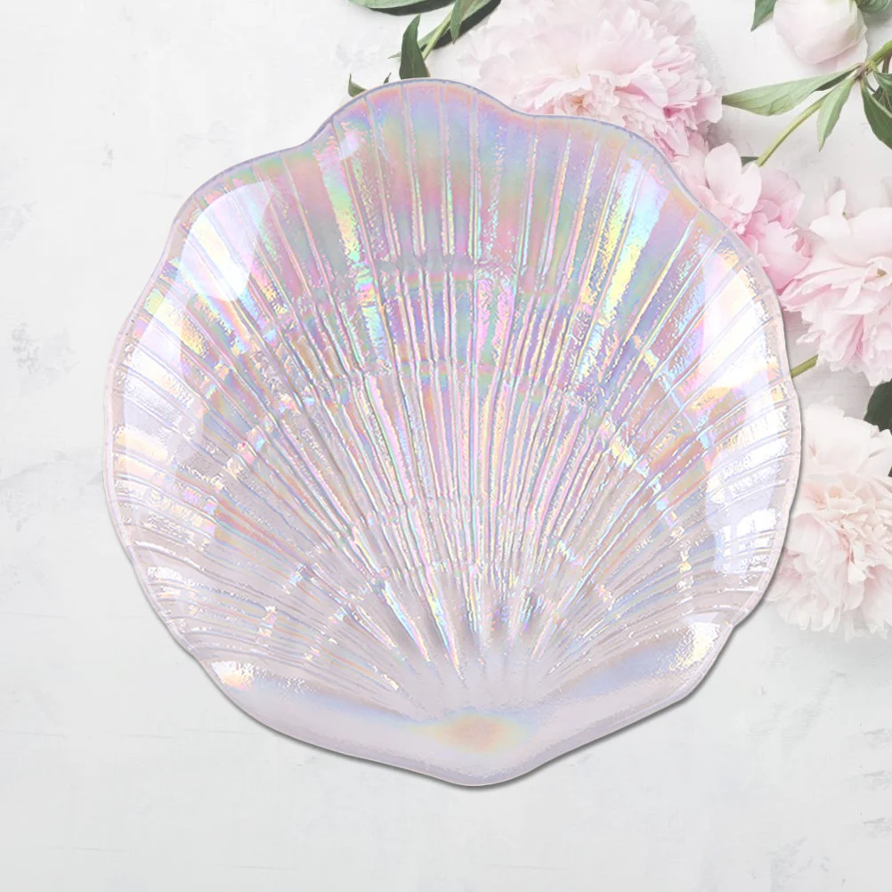 Manicure Nail Shell Palette Colorful Glass Mermaid Design Paint Tray Flat Surface Easy Clean Nail Art Palette for Professional