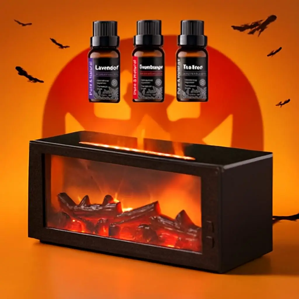 

Flame Humidifier & Aroma Diffuser – 7-Color Fire Light, Cool Mist for Home/Office