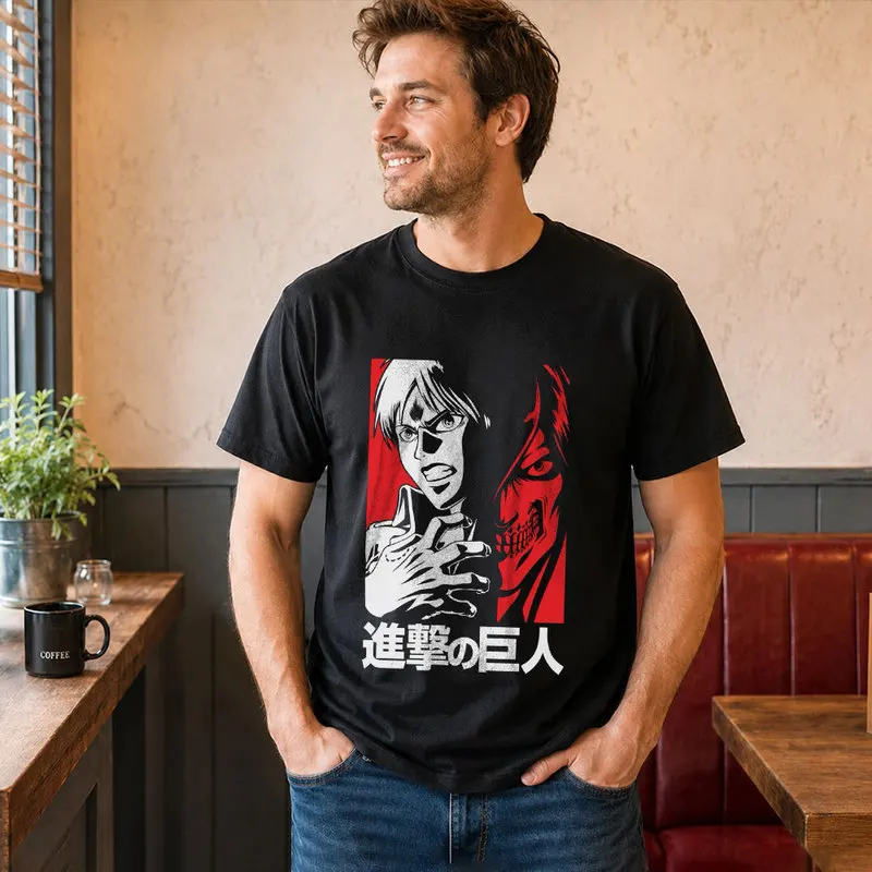 Eren Jeager Attack on Titan Anime T Shirt, 0809 Manga Casual Streetwear, Unisex Short Sleeve Graphic Tee for Fans S-6XL