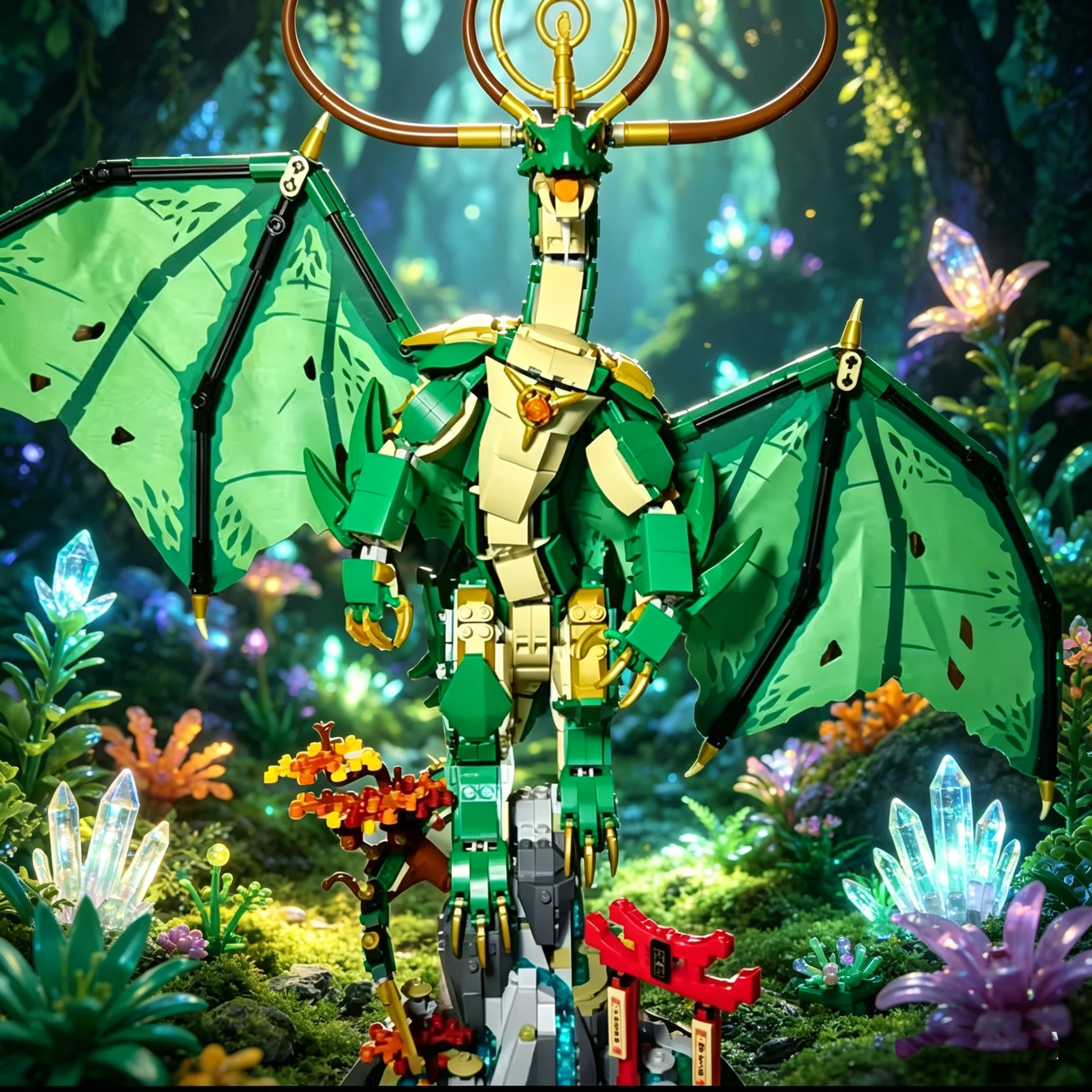 

2026 New 1000PCS Otherworld Holy Green Dragon Building Set, Cool Dragon Model for Display, Best Holiday Gift