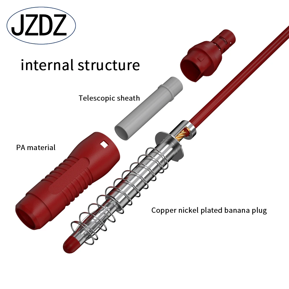 JZDZ 5PCS 4MM Retractable Safety Banana Plug to Banana Plug Test Lead 1M Nickel Plated Copper Banana Plug J.70019