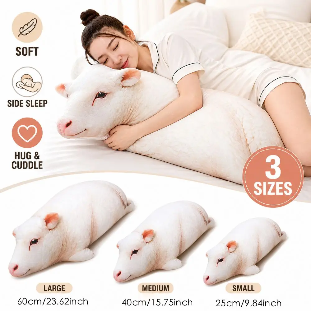 High Quality Material Animal Body Pillow 40cm Size PP Cotton Filled Animal Cushion Cotton Filling Fabric Sheep Pillow Home Decor