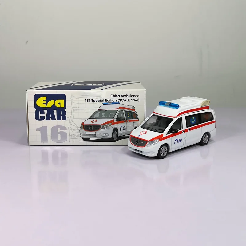 Diecast Original 1:64 Scale Vito Continental Ambulance Delivers Stretcher Simulation Alloy Car Model Gift Static Decoration