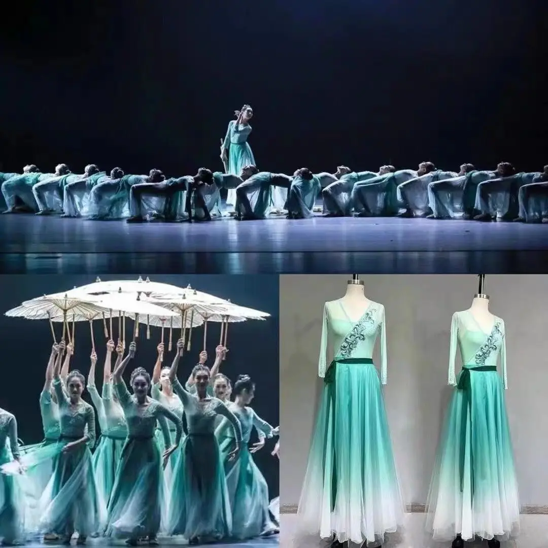 

Classical Dance Costume For Women, Practice Outfit, Yu Jian Chun Xing Tu Style, Large Skirt, Flowing Ethnic Dance Chinese Style