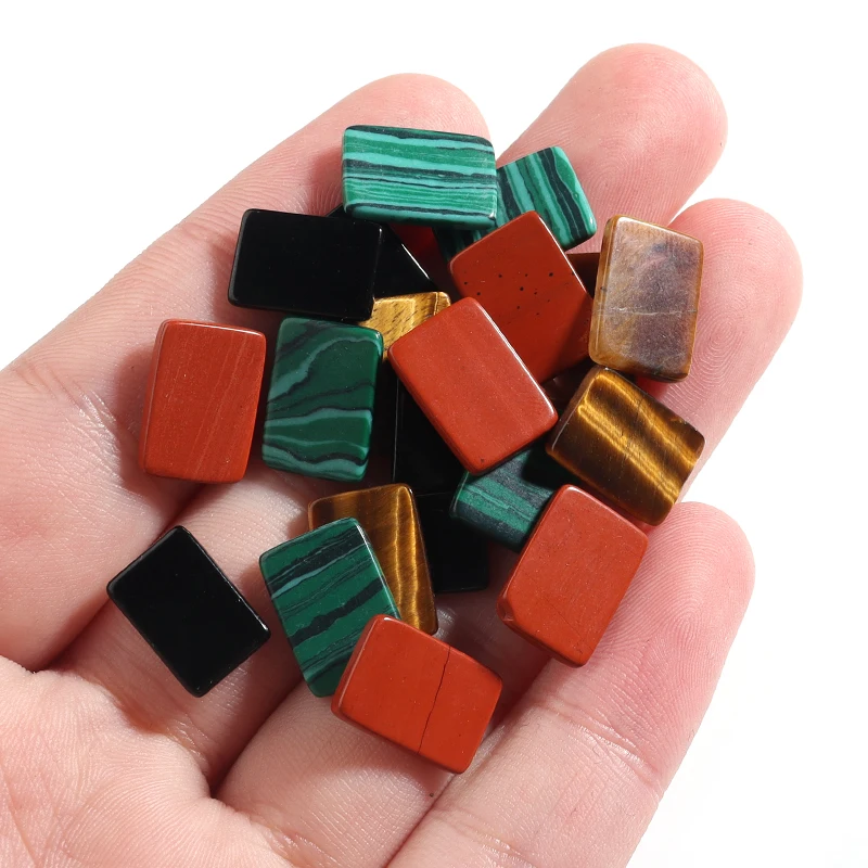 14x10mm Natural Tiger Eye Stone Rectangular Cabochon Flatback Spacers Jewelry Accessories For Diy Handmade Crafts