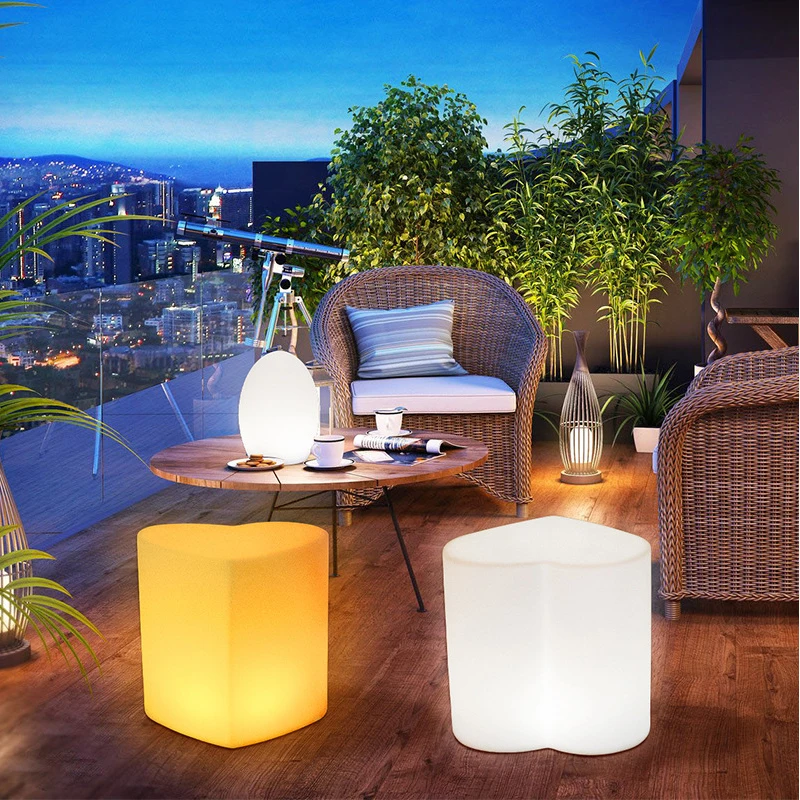 LED Light Glow Children\'s Stools Living Room Upholstery Patio Furniture Rechargeable Leisure Bar Chairs For Indoors Outdoors