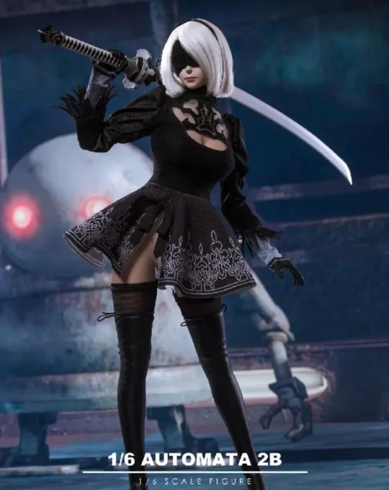 1/6 Scale Female Neil Mechanical 2B Girl Head Sculpt Ornament Weapon Clothes Set Model for 12