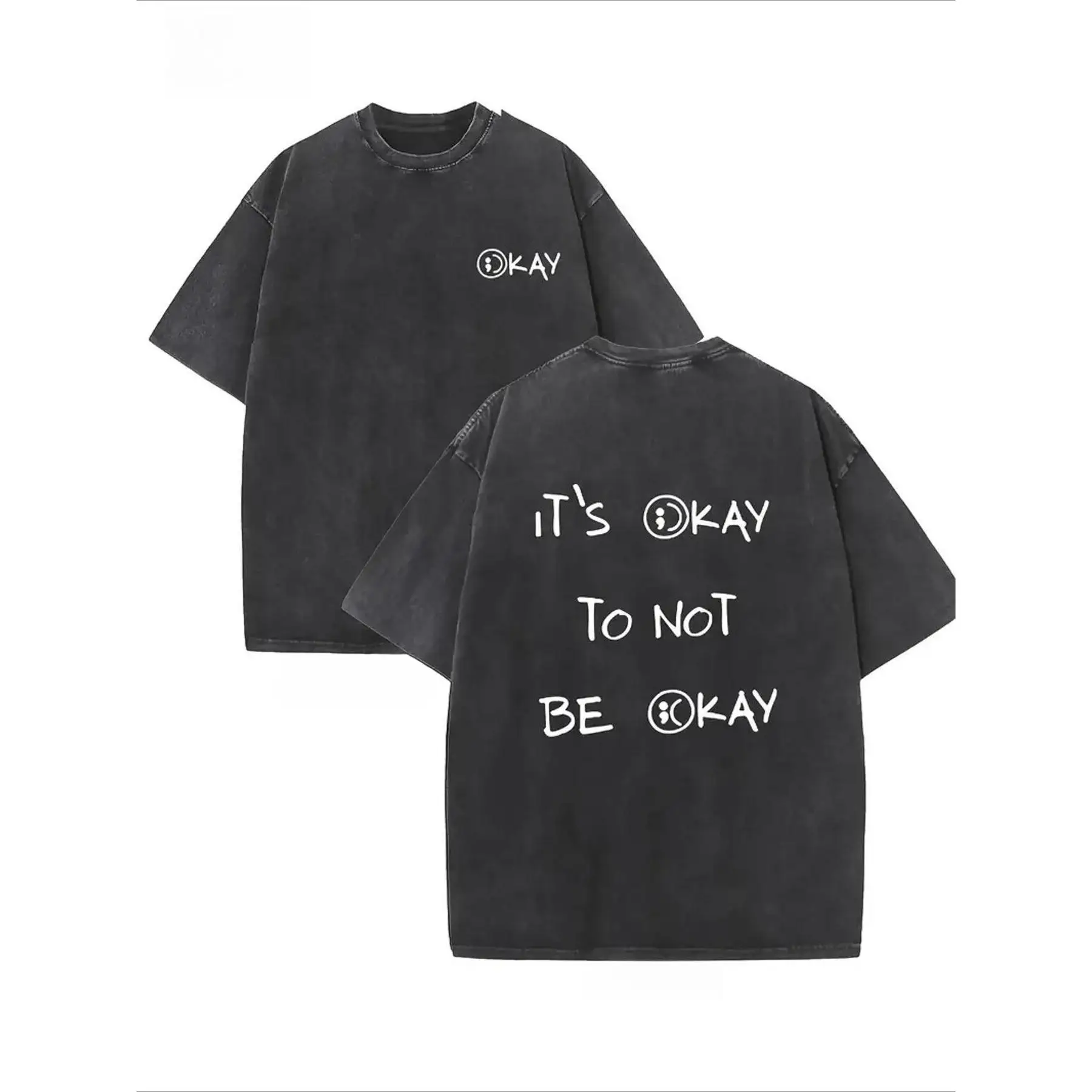

"It's Okay to Not Be Okay" T-Shirt Unisex Washed Mental Health Graphic Tee Motivational Self Care Cotton Top Gift