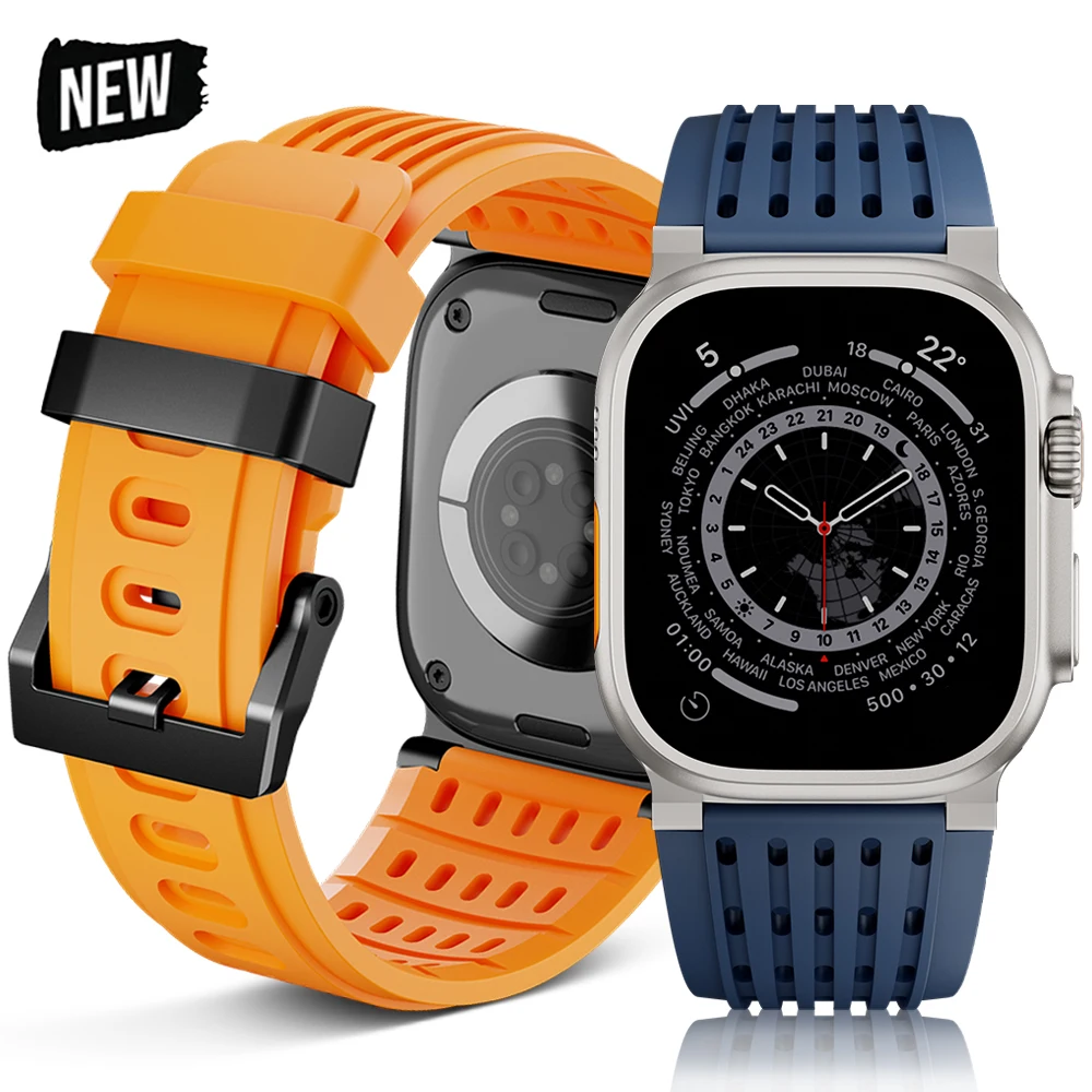 

Силиконовый браслет для Apple Watch Band Ultra 3 2 1 49 мм, серий 11 10 9 8 7 46 мм 45 мм, спортивный мужской ремешок для IWatch 6 5 4 SE3 44 мм