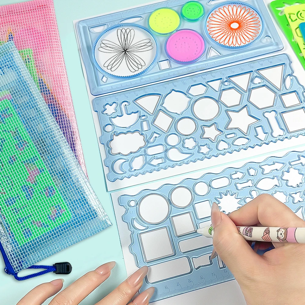 Ensemble de règles de dessin de pochoir de spirographe 7 en 1 pour enfants