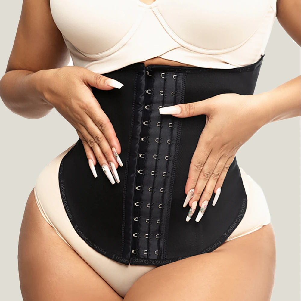 

LMYLXL Hourglass Waist Trainer Buckle Waistband Black Three Row Buckle Body Shaping Straps Tightens Belly Girdle