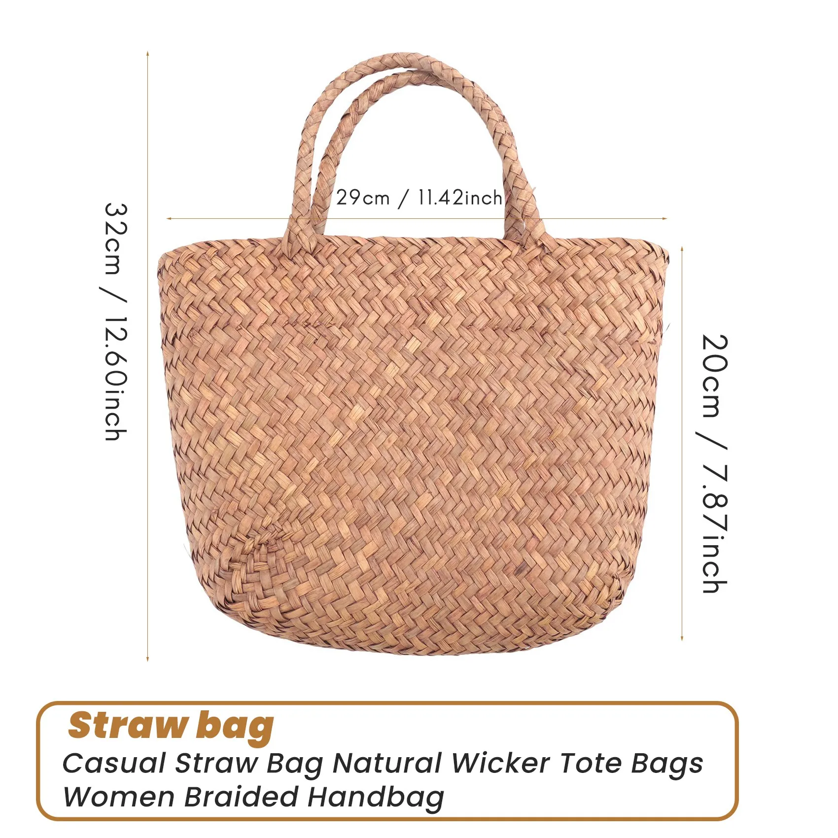 Casual Straw Bag Natural Wicker Tote Bags Women Braided Handbag For Garden Handmade Mini Woven Rattan Bags