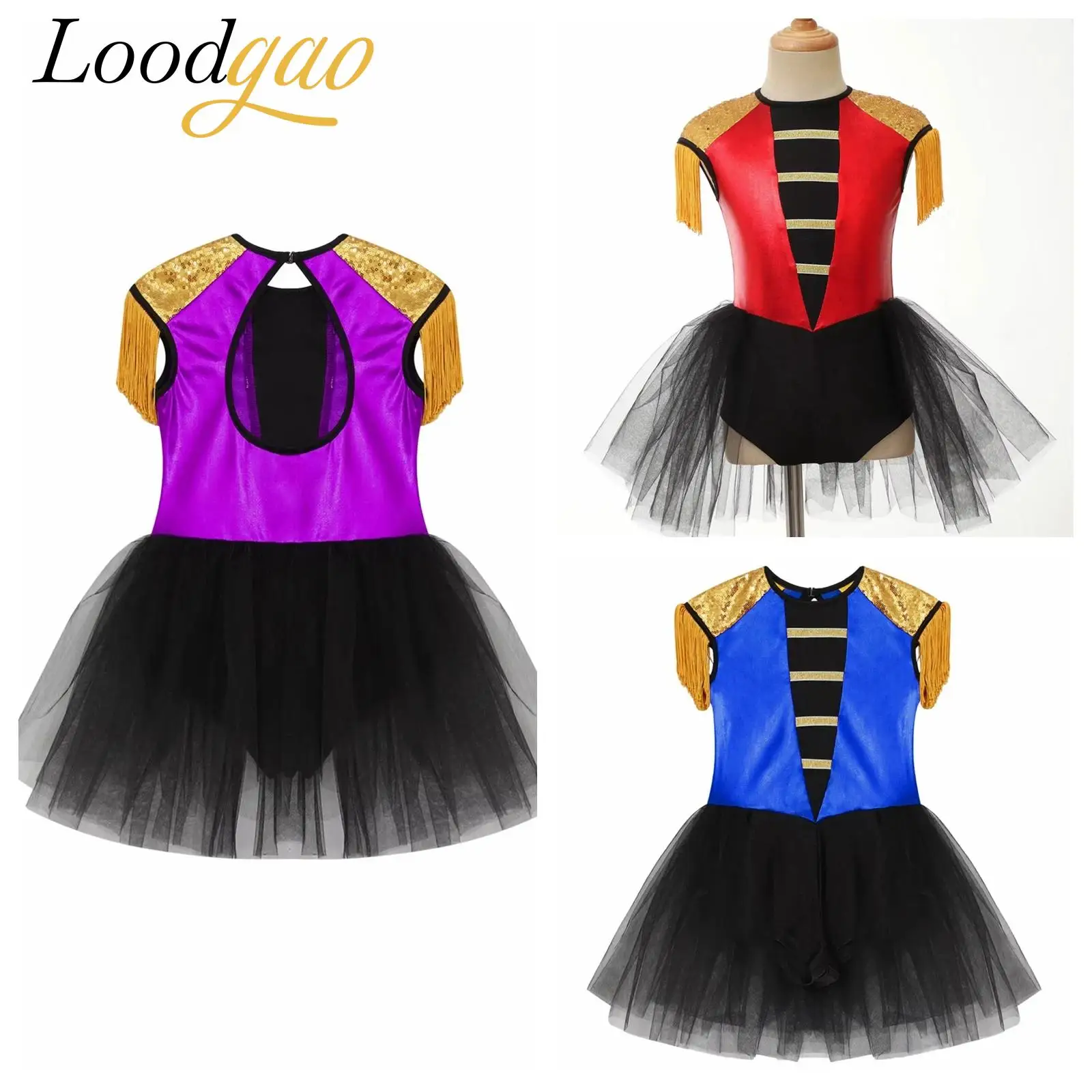 

Girl Ringmaster Cosplay Showman Costume Long Sleeve Sequin Leotard Tutu Magician Fancy Dress Halloween Girls Circus Clothes