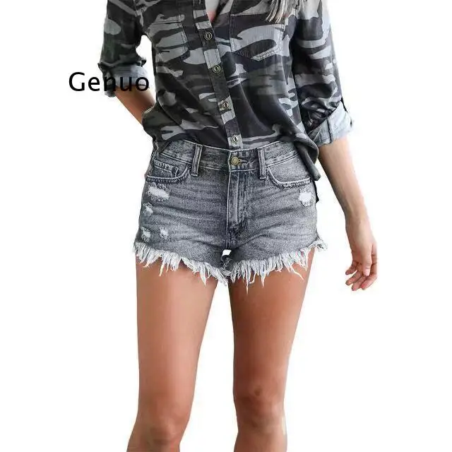 

Fashion Women Low Rise Jeans Ripped Pockets Denim Shorts Minipants Hot Women's Clothing femme pantalon 2020