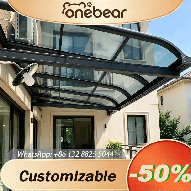 Outdoor Aluminum Window Door Awning Canopy, Durable Polycarbonate Sun Shade, UV&Rain Protection for Porch Overhang, All Weather