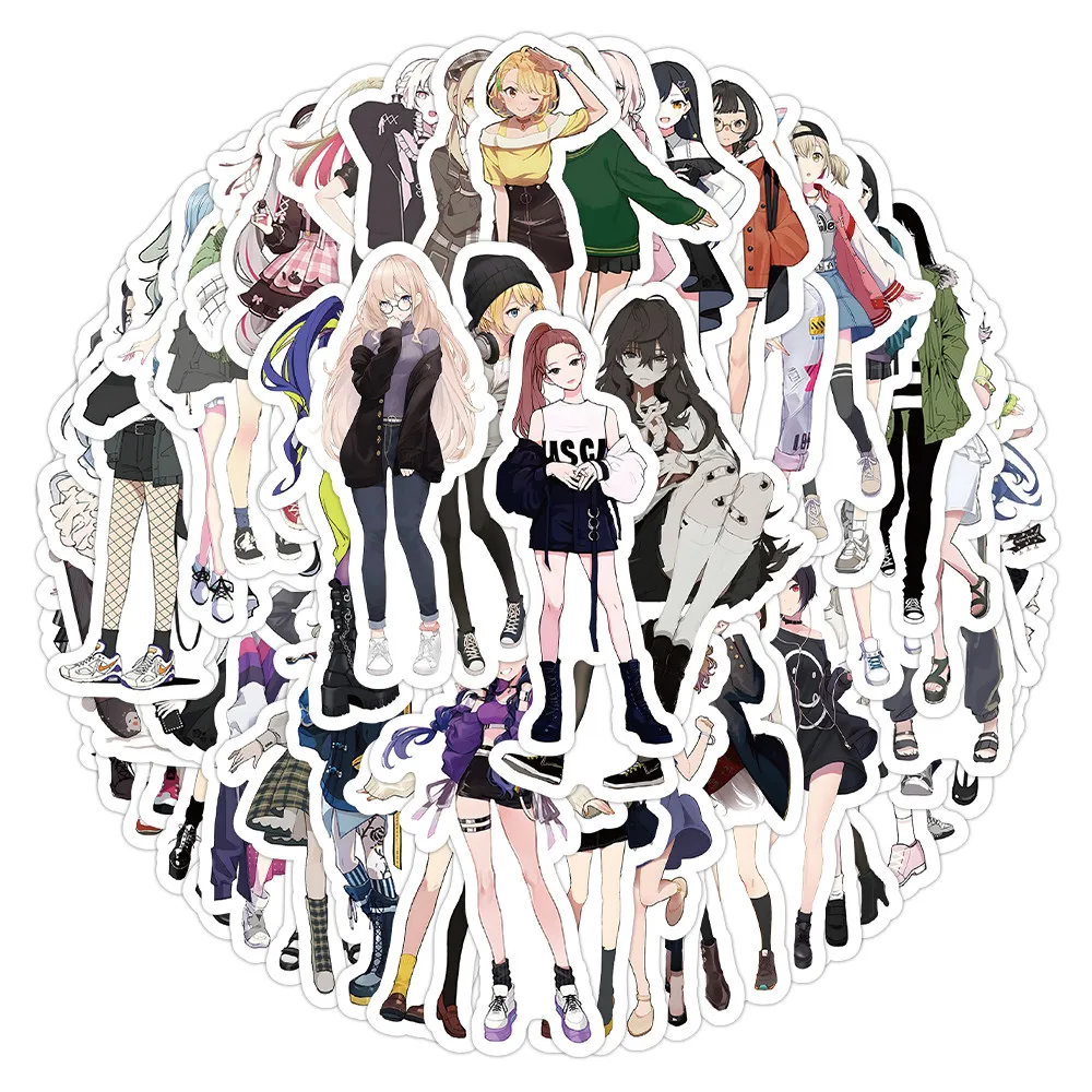 55 قطعة من ملصقات ملابس فتاة الرسوم المتحركة - شارات تصفيف لطيفة لكتب اليدين وحافظات الهاتف وأجهزة الكمبيوتر المحمولة متجر ملصقات BulingBulingStickers