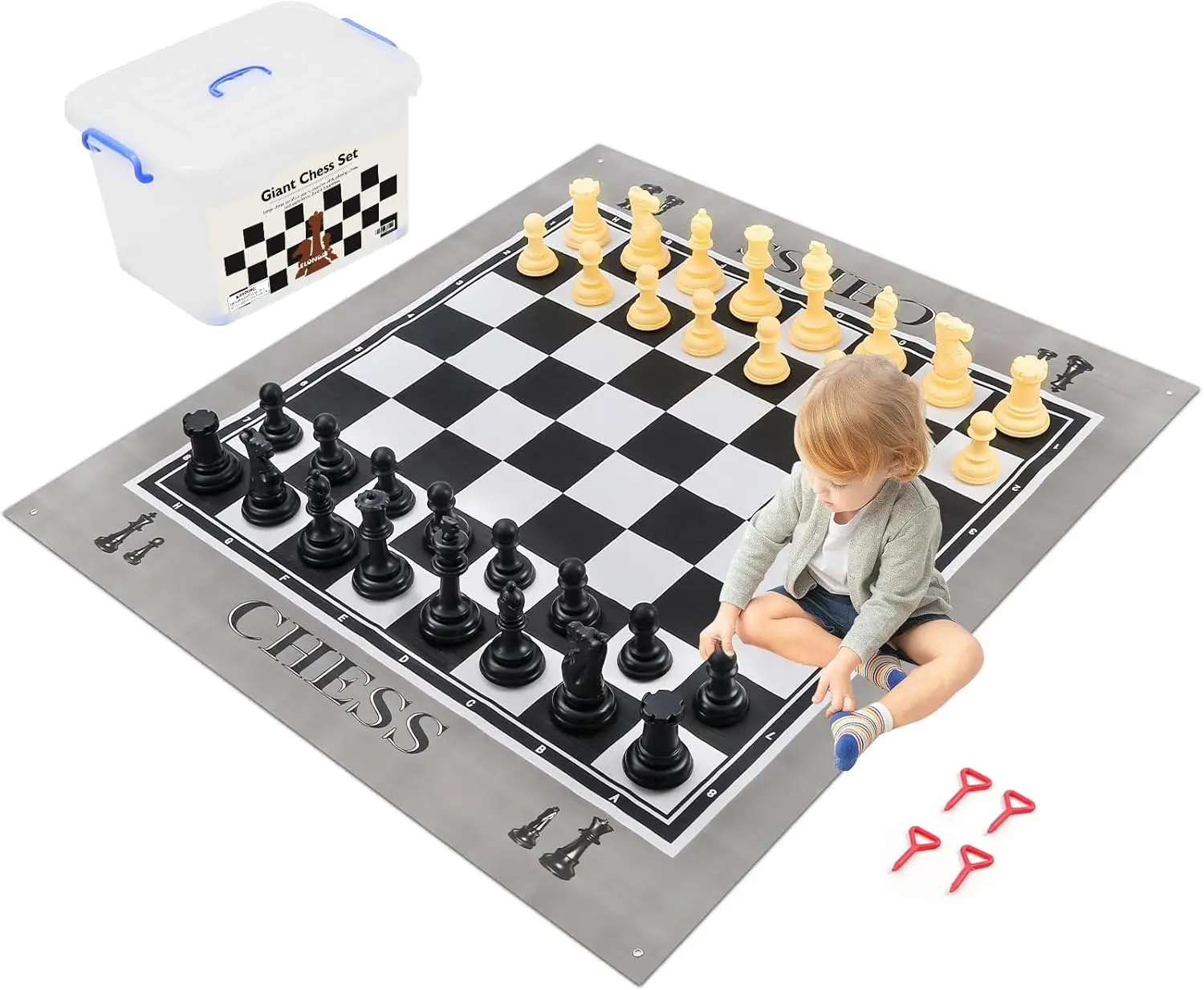 Outdoor Chess Set Oversized Plastic Chess Pieces with Bases Lightweight 71