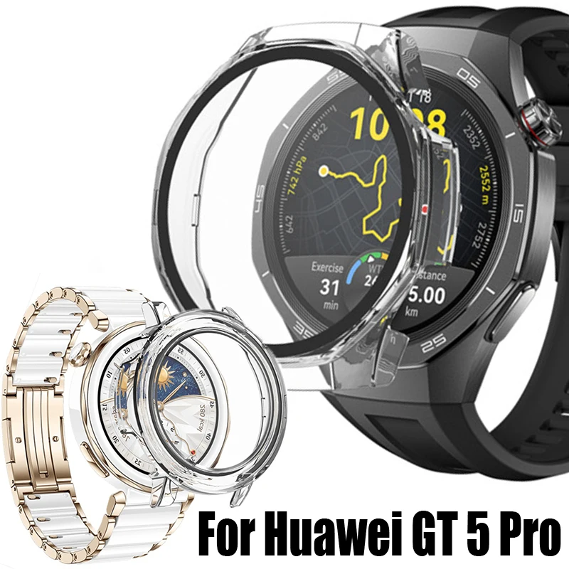 Gehärtetes Glas gehäuse für Huawei Uhr GT5 Pro 46mm 42mm Abdeckung Voll abdeckung Stoßstange Displays chutz folie für Huawei GT 5 Pro 46 Shell