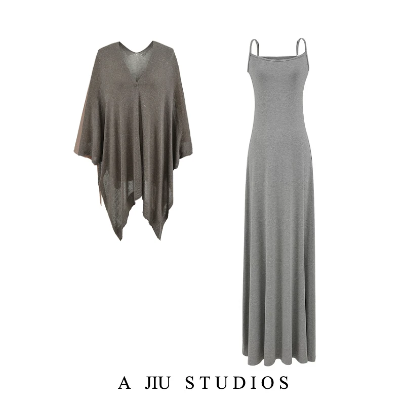 

Ele утягивающий вязаный льняной накид Dr, повседневный комплект из двух предметов, удобный свободный комплект, женская мода, осень-весна