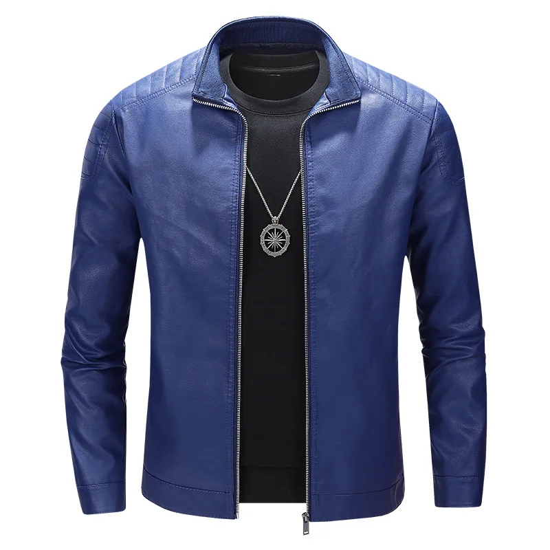 Pu Coat Men Coats Faux Leather Jackets Stand Collar Zipper Y2k Streetwear Jacket Zipper Splice Outerwear Motorcycle 2026 Spring view 3