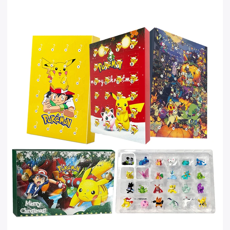กล่องปฏิทินโปเกมอน 24 ชิ้น/กล่อง กล่องสุ่มฟิกเกอร์อนิเมะน่ารัก โมเดลพีวีซีขนาดเล็ก ตุ๊กตาของเล่นเด็ก ของขวัญคริสต์มาส ฮาโลวีน